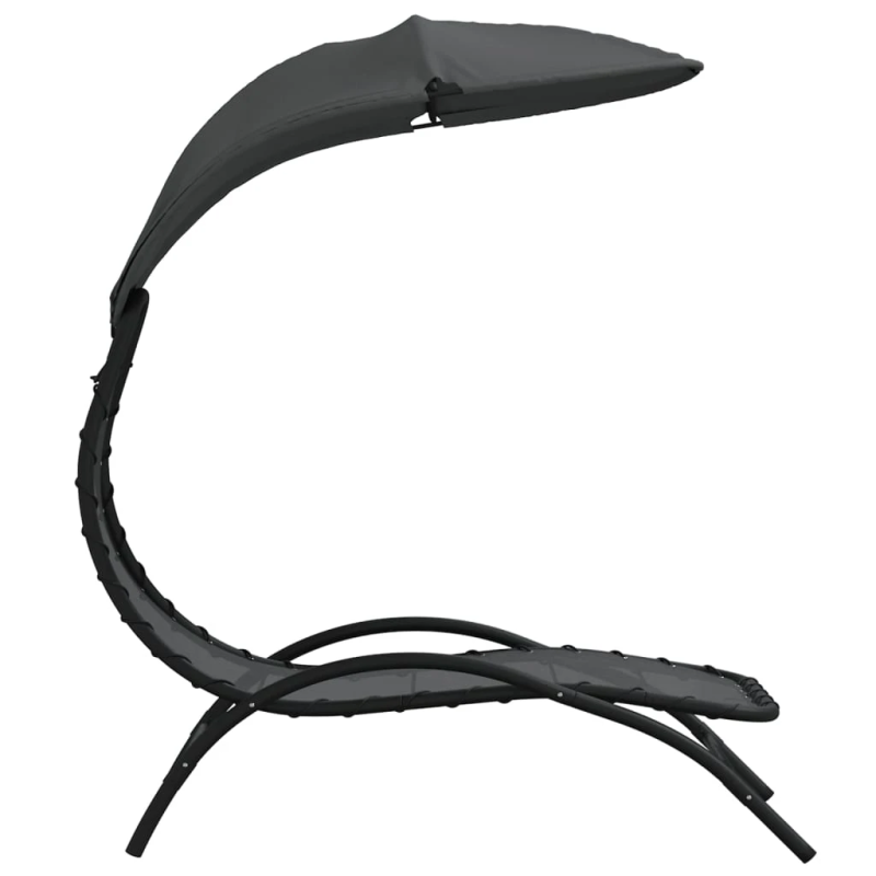 vidaXL sauļošanās zvilnis ar jumtu, tumši pelēks, 167x80x195cm, audums