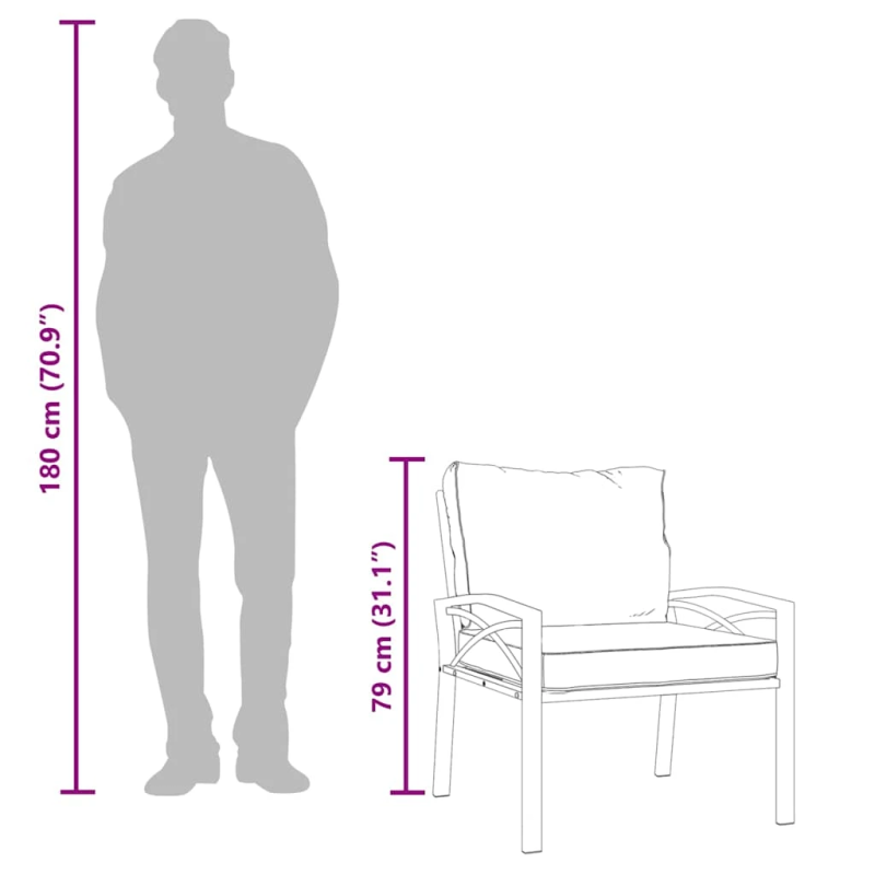 vidaXL dārza krēsli, smilškrāsas matrači, 2 gab., 68x76x79 cm, tērauds
