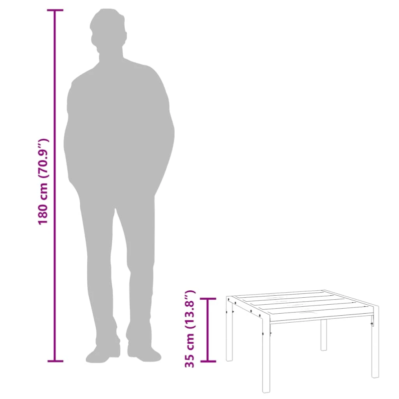 vidaXL dārza kafijas galdiņš, melns, 60x60x35 cm, tērauds