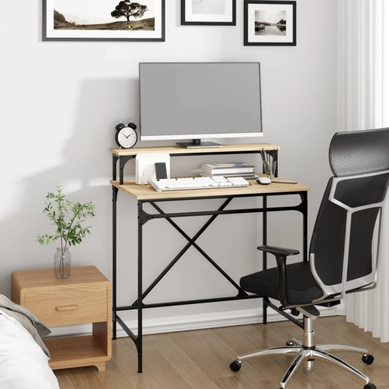 vidaXL rakstāmgalds, Sonomas ozolkoka, 80x50x90 cm, inženierijas koks