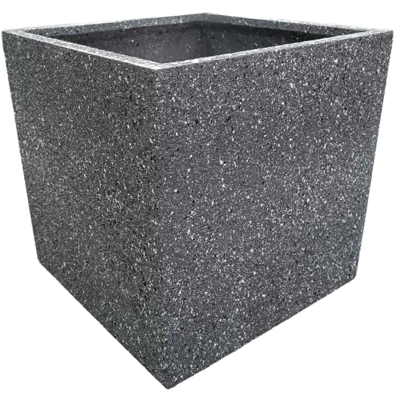 Puķu pods stiklšķiedras 40x40x40cm, tumši pelēks