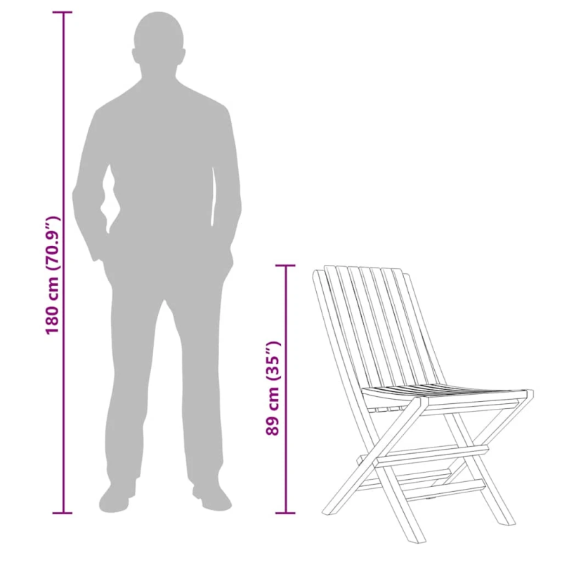 vidaXL saliekami dārza krēsli, 4 gab., 47x47x89 cm, masīvs tīkkoks