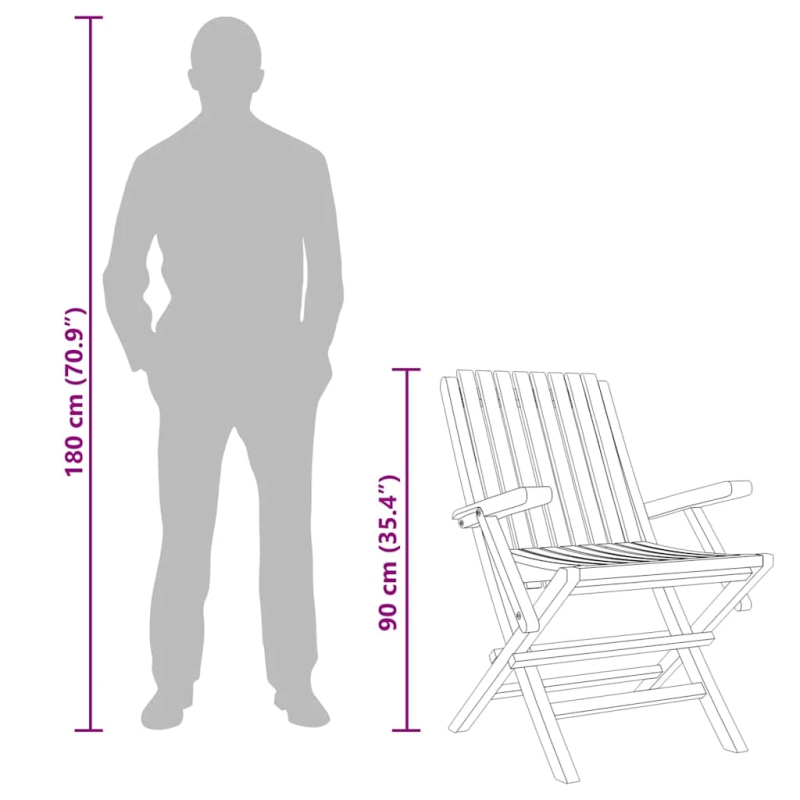 vidaXL saliekami dārza krēsli, 6 gab., 61x67x90 cm, masīvs tīkkoks