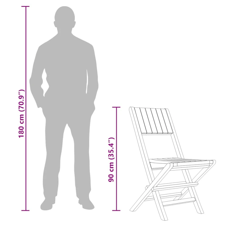 vidaXL saliekami dārza krēsli, 4 gab., 47x61x90 cm, masīvs tīkkoks