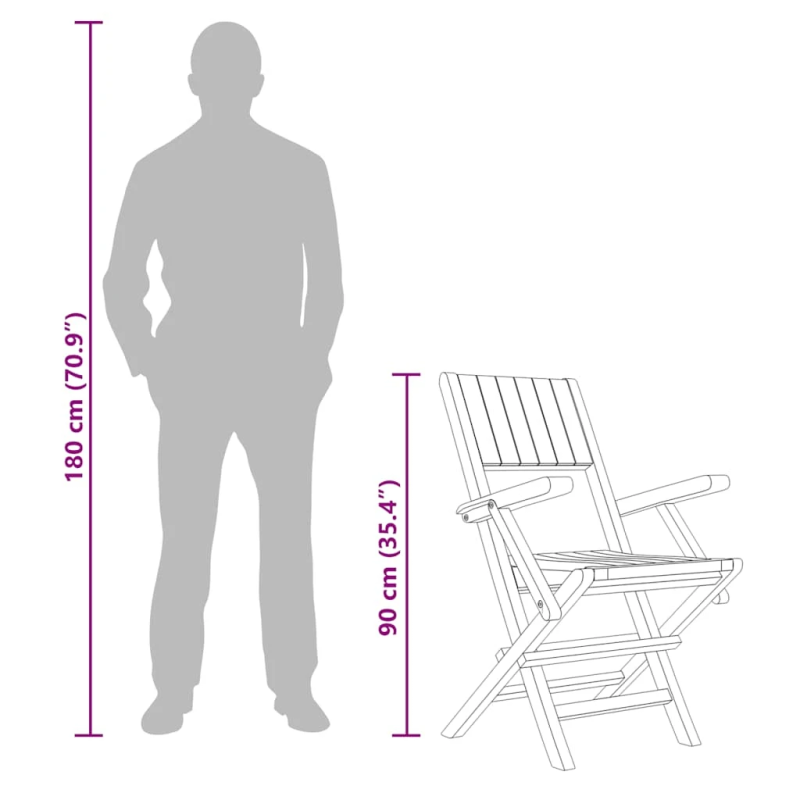 vidaXL saliekami dārza krēsli, 4 gab., 55x61x90 cm, masīvs tīkkoks