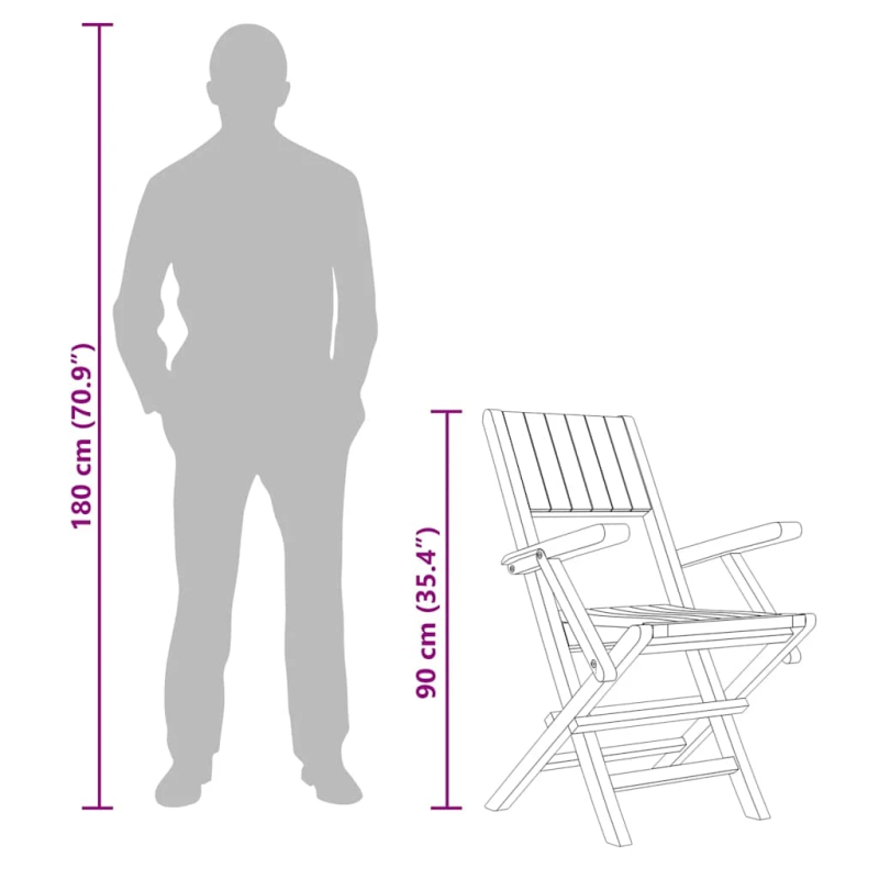 vidaXL saliekami dārza krēsli, 6 gab., 55x61x90 cm, masīvs tīkkoks