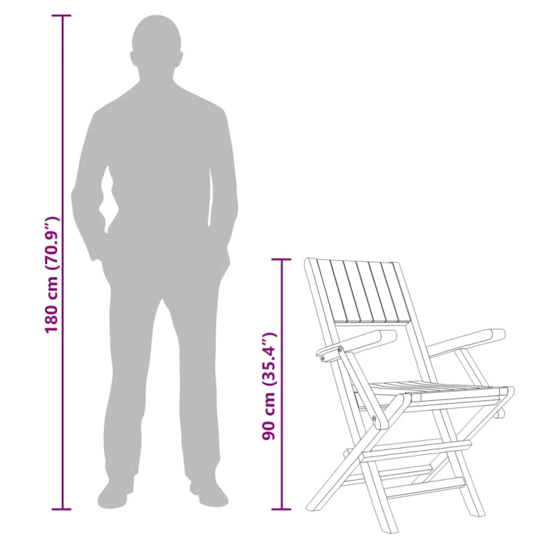 vidaXL saliekami dārza krēsli, 8 gab., 55x61x90 cm, masīvs tīkkoks