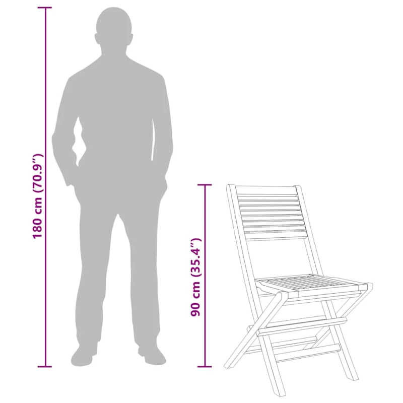 vidaXL saliekami dārza krēsli, 4 gab., 47x62x90 cm, masīvs tīkkoks