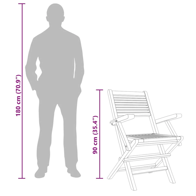 vidaXL saliekami dārza krēsli, 4 gab., 55x62x90 cm, masīvs tīkkoks