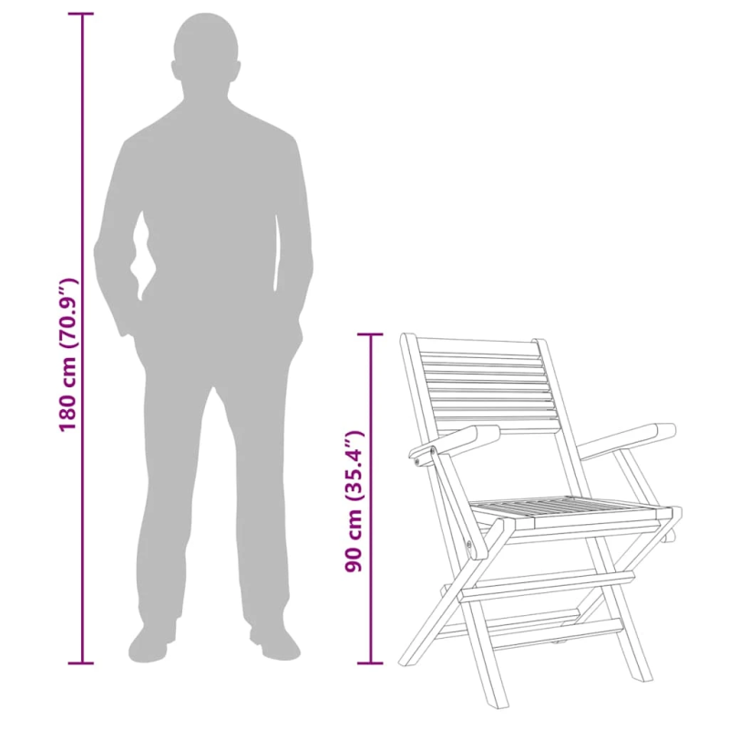 vidaXL saliekami dārza krēsli, 8 gab., 55x62x90 cm, masīvs tīkkoks