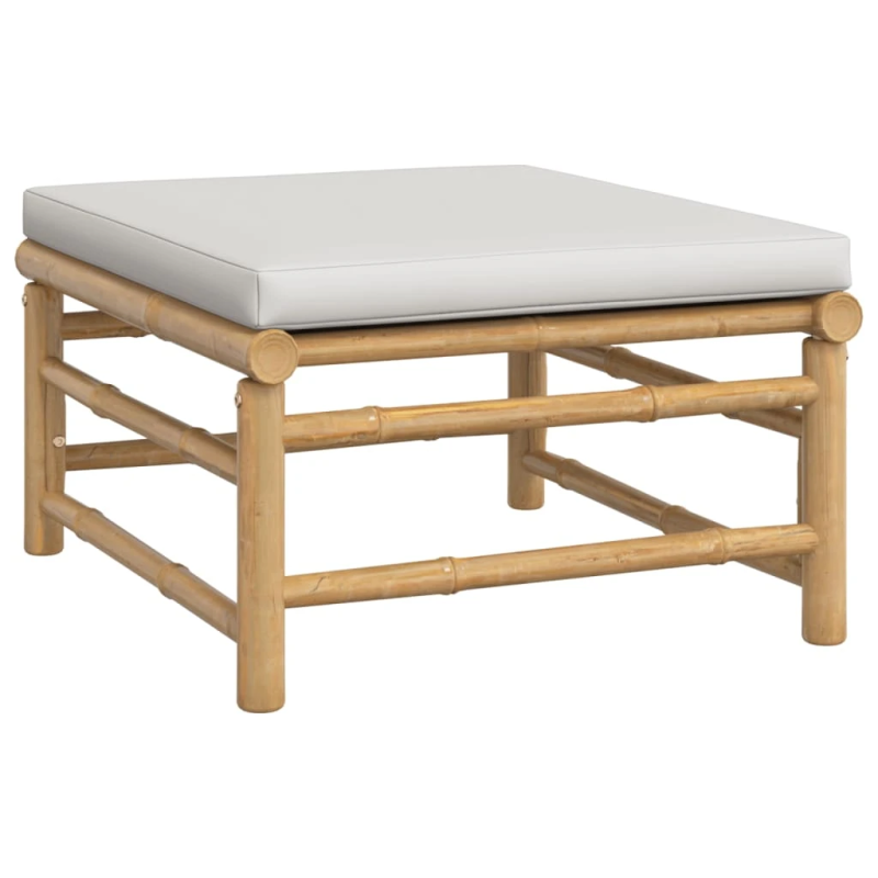 vidaXL 10-daļīgs dārza dīvānu komplekts ar pelēkiem matračiem, bambuss