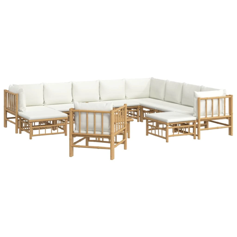 vidaXL 12-daļīgs dārza atpūtas mēbeļu komplekts ar matračiem, bambuss