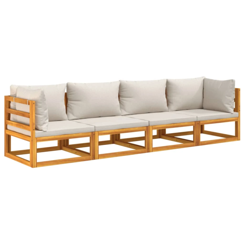 vidaXL 4-daļīgs dārza atpūtas mēbeļu komplekts ar matračiem, masīvkoks