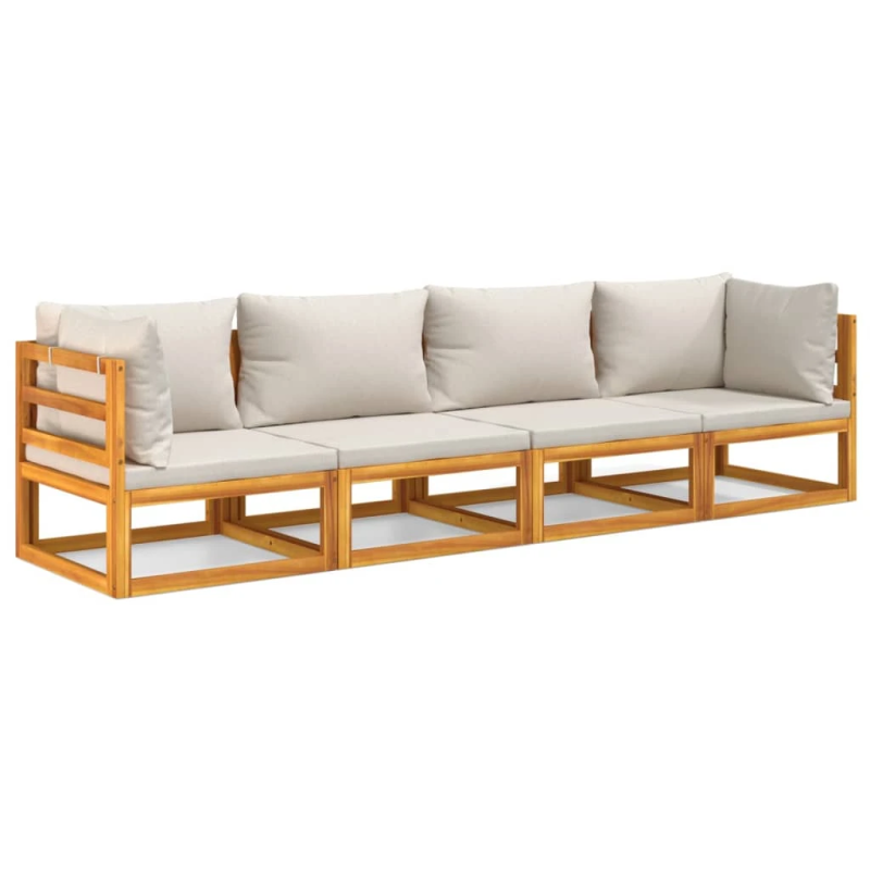 vidaXL 4-daļīgs dārza atpūtas mēbeļu komplekts ar matračiem, masīvkoks