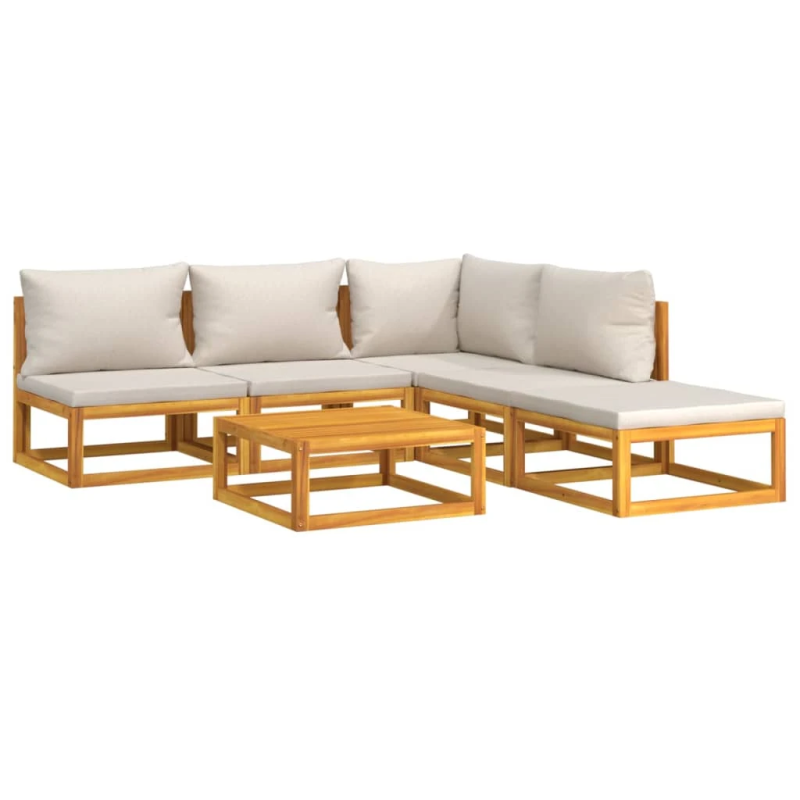 vidaXL 6-daļīgs dārza atpūtas mēbeļu komplekts ar matračiem, masīvkoks