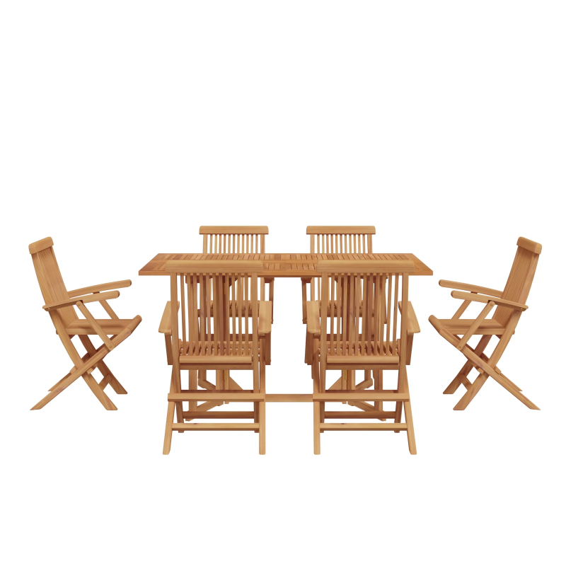 vidaXL Dārza ēdamgalds 7 pcs Brūna Ciets tekša koks