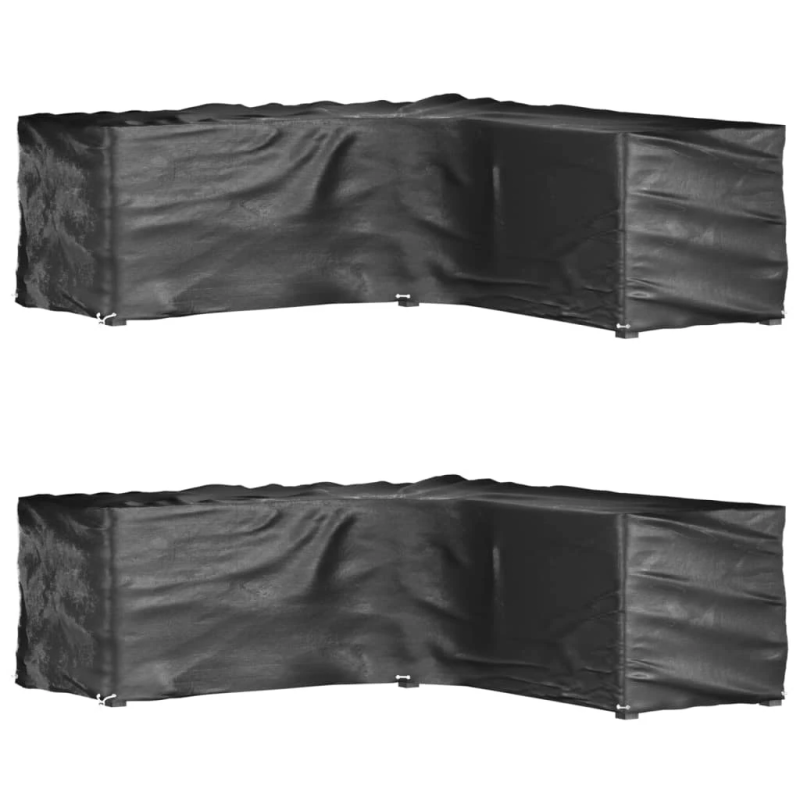 vidaXL dārza mēbeļu pārklāji, L-forma, 2gb., 16 gredzeni, 285x285x90cm