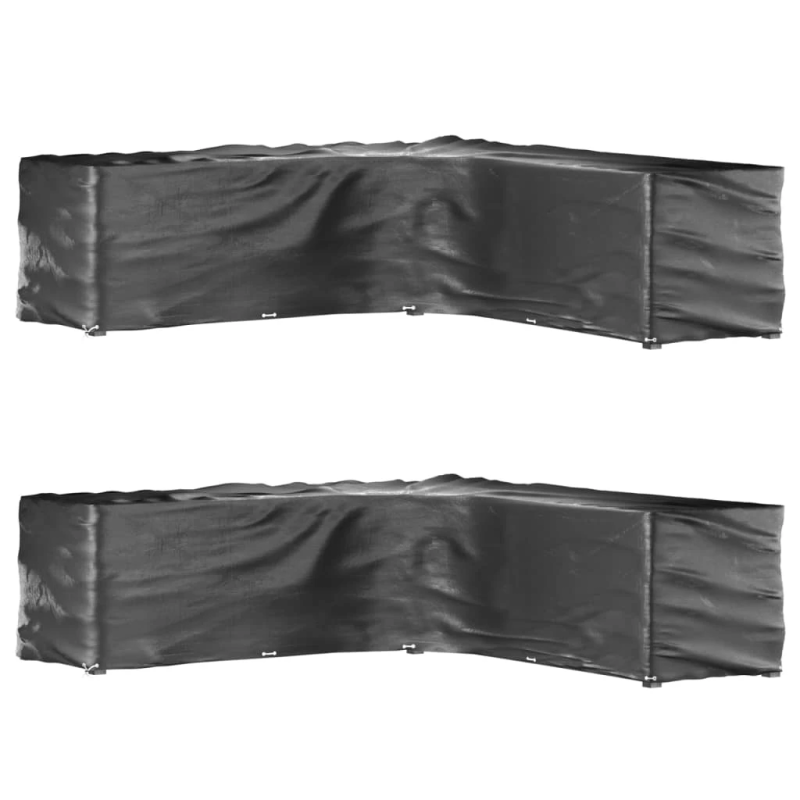 vidaXL dārza mēbeļu pārklāji, L-forma, 2gb., 20 gredzeni, 300x300x90cm