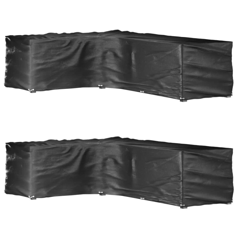vidaXL dārza mēbeļu pārklāji, L-forma, 2gb., 18 gredzeni, 220x285x80cm
