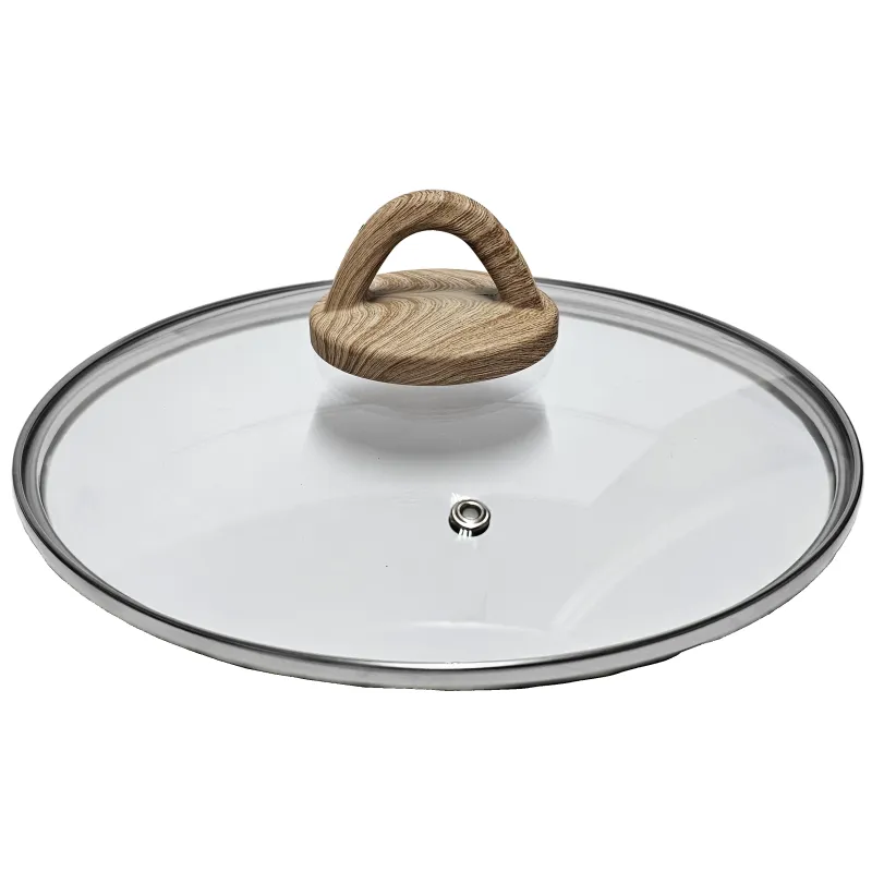 Vāks stikla Amber 24cm, ar koka imitācijas rokturi