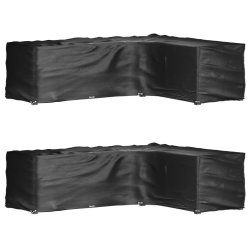 vidaXL dārza mēbeļu pārklāji, L-forma, 2gb., 18 gredzeni, 285x220x80cm
