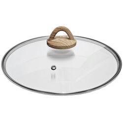 Vāks stikla Amber 28cm, ar koka imitācijas rokturi