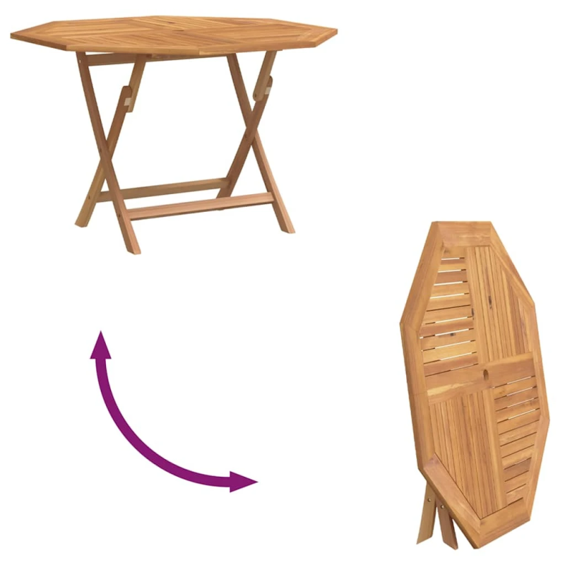 vidaXL saliekams dārza galds, 110x110x75 cm, masīvs tīkkoks