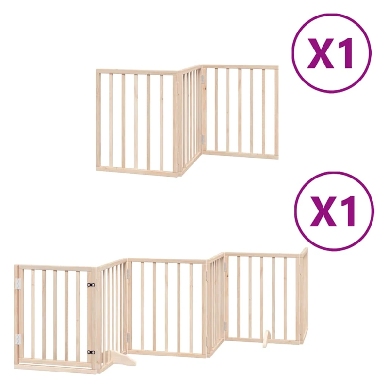 vidaXL suņu vārti ar durvīm, salokāmi, 9 paneļi, 450 cm, papeles koks