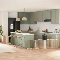 vidaXL suņu vārti ar durvīm, salokāmi, 15 paneļi, 750 cm, papeles koks