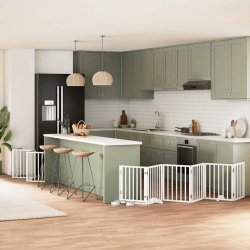 vidaXL suņu vārti ar durvīm, salokāmi, 12 paneļi, 600 cm, papeles koks