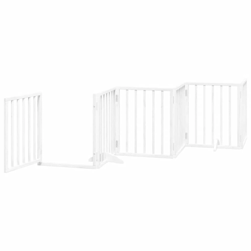 vidaXL suņu vārti ar durvīm, salokāmi, 15 paneļi, 750 cm, papeles koks