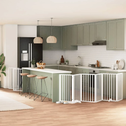 vidaXL suņu vārti ar durvīm, salokāmi, 12 paneļi, 600 cm, papeles koks