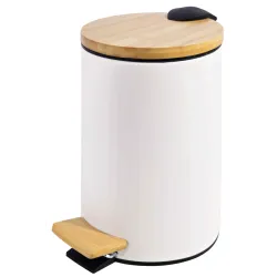 Pedāļspainis 3L balts, ar bambusa vāku, soft close