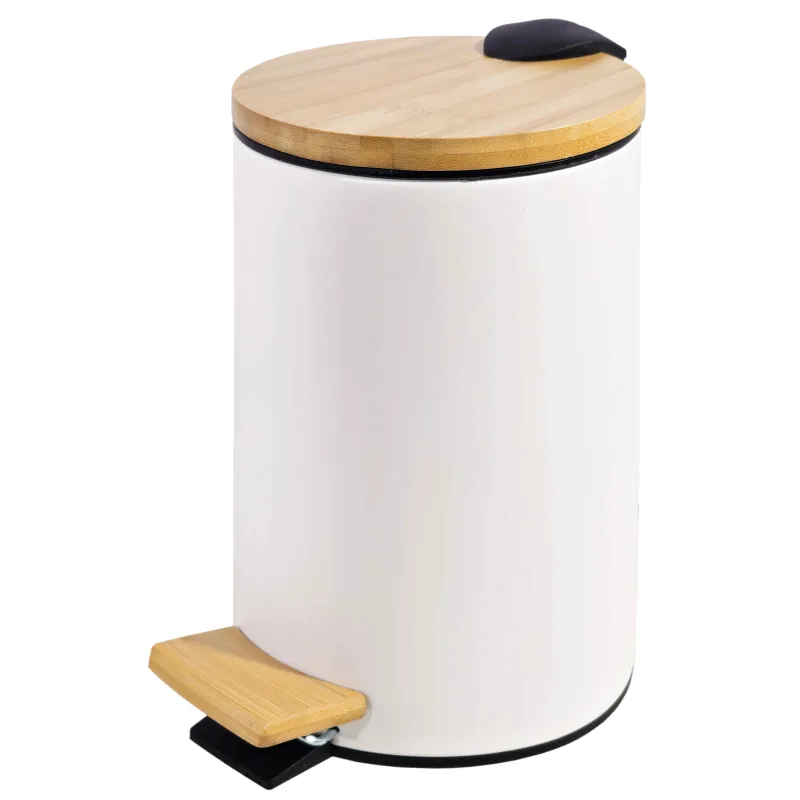Pedāļspainis 3L balts, ar bambusa vāku, soft close