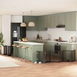 vidaXL suņu vārti ar durvīm, salokāmi, 12 paneļi, 600 cm, papeles koks