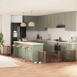 vidaXL suņu vārti ar durvīm, salokāmi, 9 paneļi, 450 cm, papeles koks