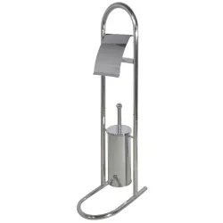 Toilet set with brush and toilet paper holder, chrome-plated