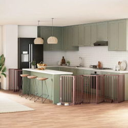 vidaXL suņu vārti ar durvīm, salokāmi, 9 paneļi, 450 cm, papeles koks