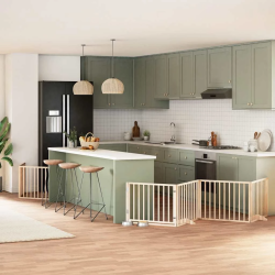 vidaXL suņu vārti ar durvīm, salokāmi, 12 paneļi, 960 cm, papeles koks