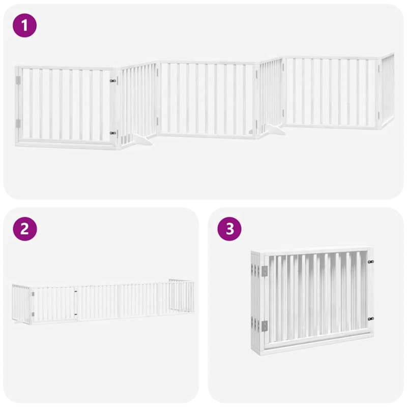 vidaXL suņu vārti ar durvīm, salokāmi, 6 paneļi, 480 cm, papeles koks