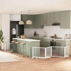 vidaXL suņu vārti ar durvīm, salokāmi, 10 paneļi, 800 cm, papeles koks