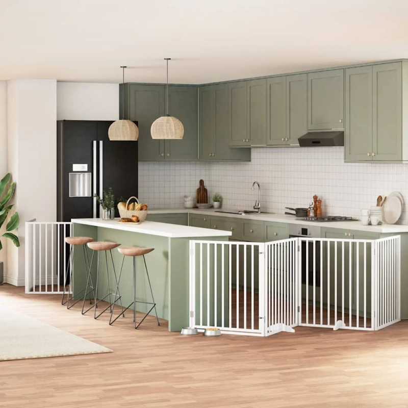 vidaXL suņu vārti ar durvīm, salokāmi, 12 paneļi, 960 cm, papeles koks