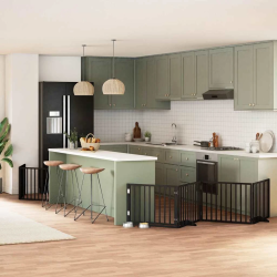 vidaXL suņu vārti ar durvīm, salokāmi, 10 paneļi, 800 cm, papeles koks