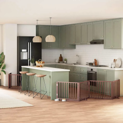 vidaXL suņu vārti ar durvīm, salokāmi, 12 paneļi, 960 cm, papeles koks