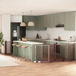 vidaXL suņu vārti ar durvīm, salokāmi, 10 paneļi, 800 cm, papeles koks