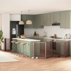 vidaXL suņu vārti ar durvīm, salokāmi, 12 paneļi, 960 cm, papeles koks