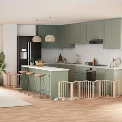 vidaXL suņu vārti ar durvīm, salokāmi, 12 paneļi, 600 cm, papeles koks