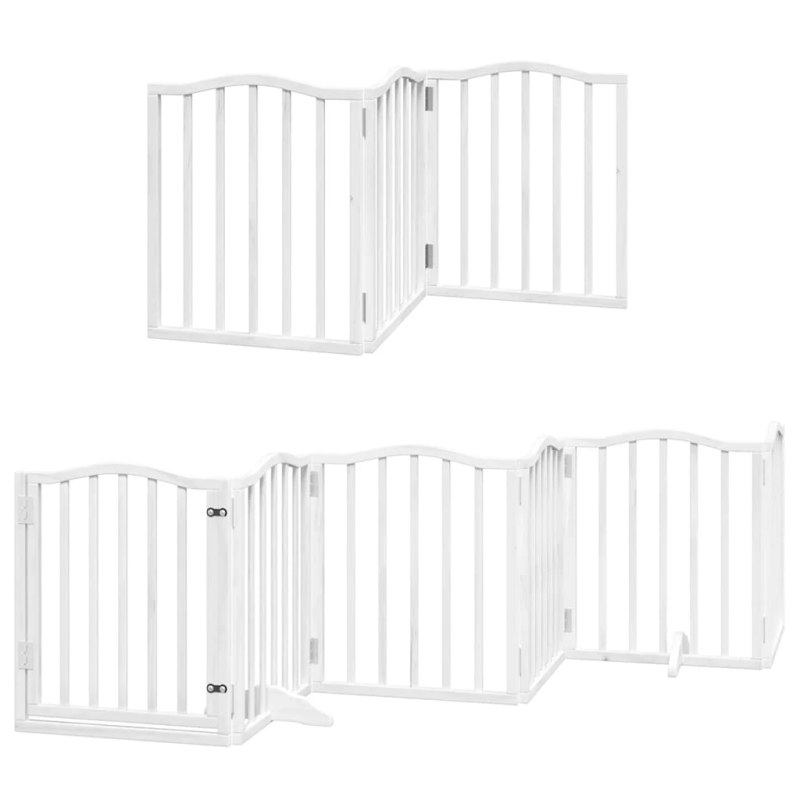 vidaXL suņu vārti ar durvīm, salokāmi, 9 paneļi, 450 cm, papeles koks