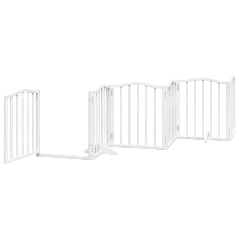 vidaXL suņu vārti ar durvīm, salokāmi, 9 paneļi, 450 cm, papeles koks