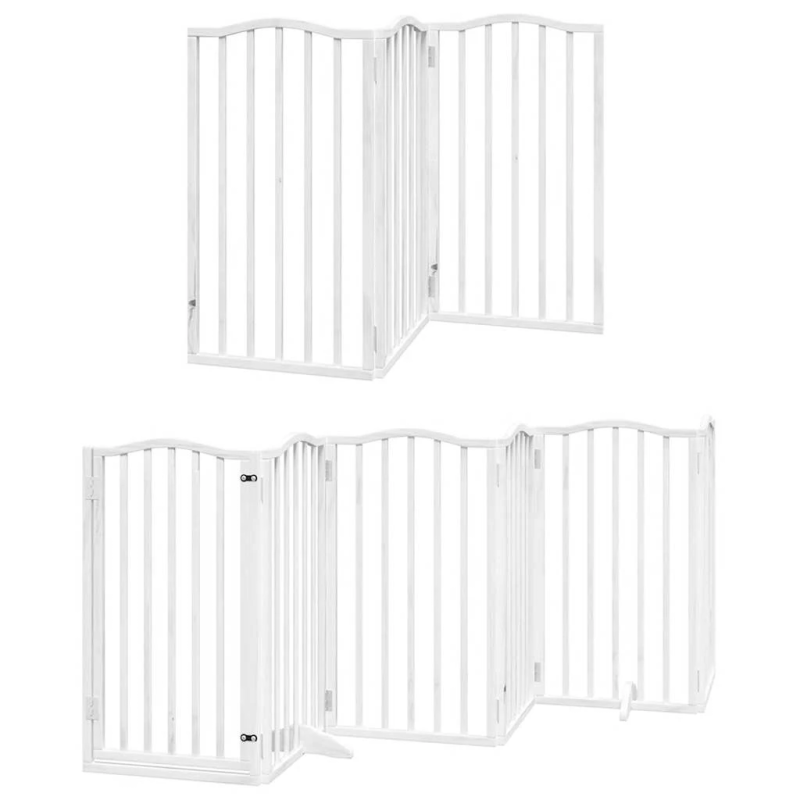 vidaXL suņu vārti ar durvīm, salokāmi, 9 paneļi, 450 cm, papeles koks